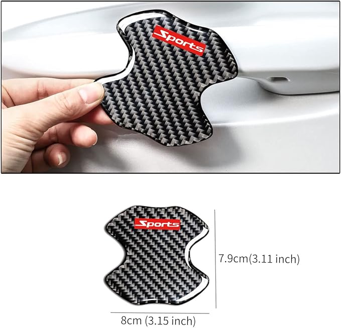 4PCS Universal Carbon Fiber Car Door Handle Scratch Protector Sticker,Automotive Personalize Exterior Accessories,Car Door Handle Paint Scratch Protective