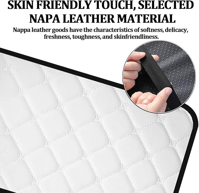 Car Center Console Cushion Pad, Comfortable PU Leather Vehicle Armrest Seat Box Cover, Waterproof Automotive Interior Arm Rest Protector Accessories, Universal Fit (White)
