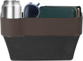 HARFINGTON Car Seat Gap Filler Organizer 10.2 x 6.5 x 3.1 Inch ABS+Leather Universal Car Organizer Storage Box Between Seat and Console (Left) with Cup Holders for Phone Keys, Brown