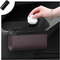Car Trash Can, Foldable Small Hanging Trash Bin Waterproof Car Door Organizer, Multi-Function Leather Garbage Bag Mini Storage Can for Vehicle Back Seat & Side Door (Brown)
