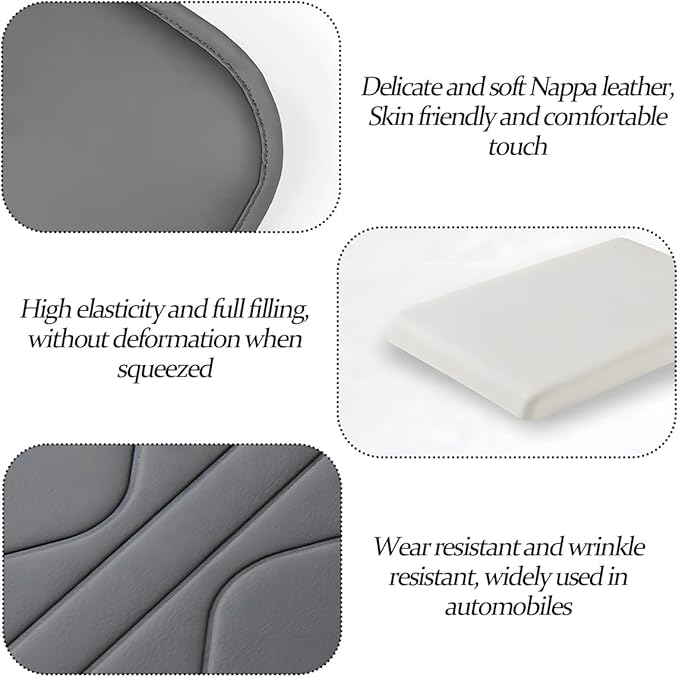 HZEL Car Center Console Cover, Scratch & Wear Resistant Soft Leather Vehicle Armrest Seat Box Cushion Pad with 2 Storage Bag, Waterproof Automotive Interior Protector, Universal Fit (Gray)