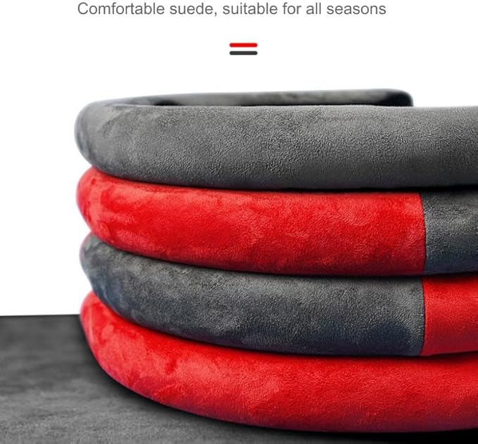 Quick Install Sporty Suede Leather Steering Wheel Cover Universal fit Any 14½" to 15" Car SUV Pickup Steering Wheel