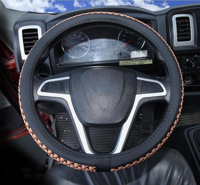 15“16”17“ 18”19“20 Inch Ice Silk Ventilation Multi-Style Comfy Grip Steering Wheel Cover for Truck, Bus, Big Rig Trucker,SUV， Anti-Slip Design 16-20 Inch (Brown, 20 inch)