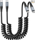 USB C to C Cable 3ft 2Pack Coiled USB C Charger Cable for Car Type C Fast Charging Cable for iPhone 17/16/15/Plus/Pro/Pro Max/Samsung Galaxy S23
