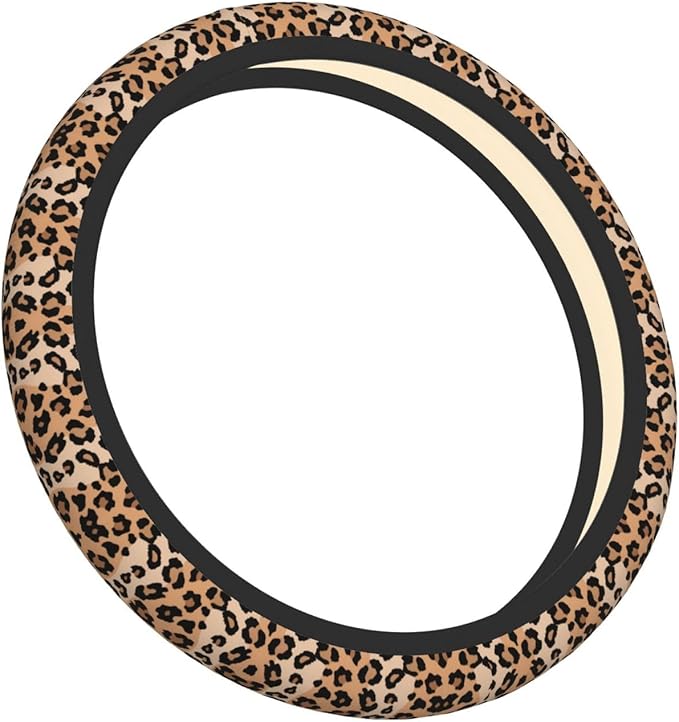 Leopard Prints Car Steering Wheel Cover, 15 Inch Steering Wheel Cover Stylish Decor for Most Cars