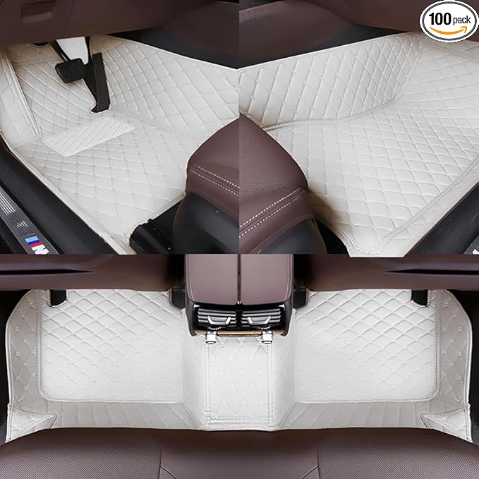 Customize All-Weather Protection Waterproof Leather Floor Mats for Cars, SUVs, and Trucks According to Automotive Model (White)