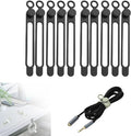 Silicone Cable Ties, Data Cable Organizer Reusable Cable Management Organizer, Multipurpose Elastic Cord Organizer for Bundling and Fastening Cable Cords Wires for Travel/Office/Home (Black, 10Pack)