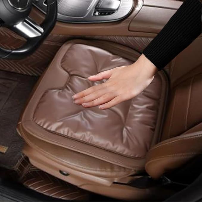 Livena Car Seat Cushion for Long Driving, Livena Lumbar Comfortable Memory Foam Car Seat Cushion, Universal Anti-Slip Seats Covers Front (Milk Tea)