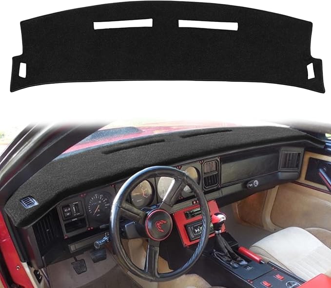 Dash Cover Mat Custom Fit for Pontiac Firebird Dashboard Cover Pad Carpet Protector (82-92 Black) F75