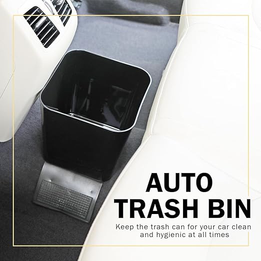 HAUSSIMPLE Car Trash Can 1.4 Gallon with Stability Flap & Magic Strips — No-Tip Leakproof Car Garbage Bin for Car Floor, Mats, Front or Back Seat, SUV, Truck, Van, Vehicle Interior Organizer (Black)