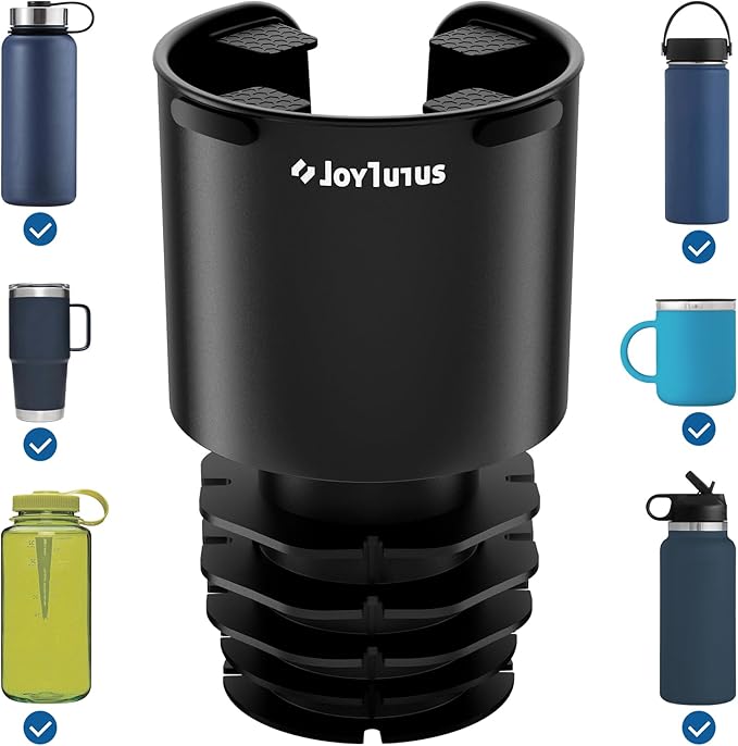 JOYTUTUS Car Cup Holder Expander with Adjustable Base, Fit Diameter of 3.0-3.25 Inches Car Cup Holder, Compatible with Hydro Flask,Yeti, Large for Hold 18-40 Oz Bottles and Mugs (Black)