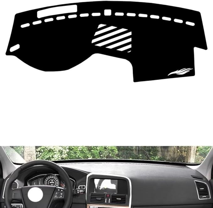 leather dashboard cover Compatible with Volvo XC60（speaker、warning light） 2011-2017，dash cover（black）