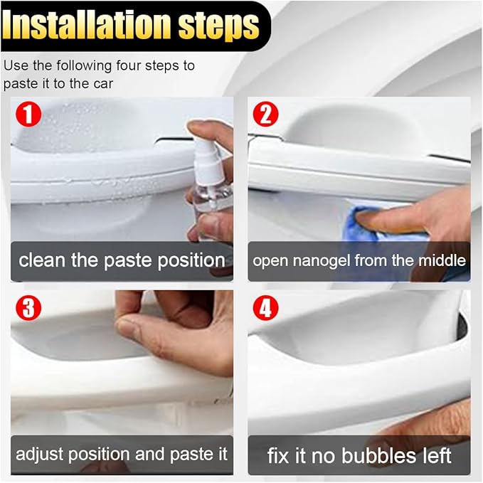 8 PCS Car Door Handle Anti-Scratches Sticker, Self-Adhesive & Non-Marking Car Door Bowl Paint Scratch Protective Films, Universal Protective Pad Sticker for Most Cars (Transparent)