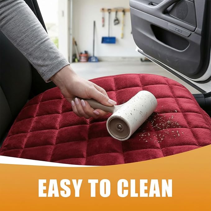 YoRise Car Seat Cushion, Soft Plush Auto Seat Pad with Storage Pocket, Car Driver Seats Protector Cover with Non-Slip Rubber Bottom, Winter Vehicle Accessory for SUV, Truck, Home, Office (Red)