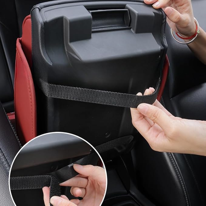 Car Center Console Armrest Cover, Leather Car Center Console Cover Cushion with 2 Storage Bags, Universal Center Console Pad Thickened Memory Foam Car Armrest Lids Storage Box (Mocha Brown)
