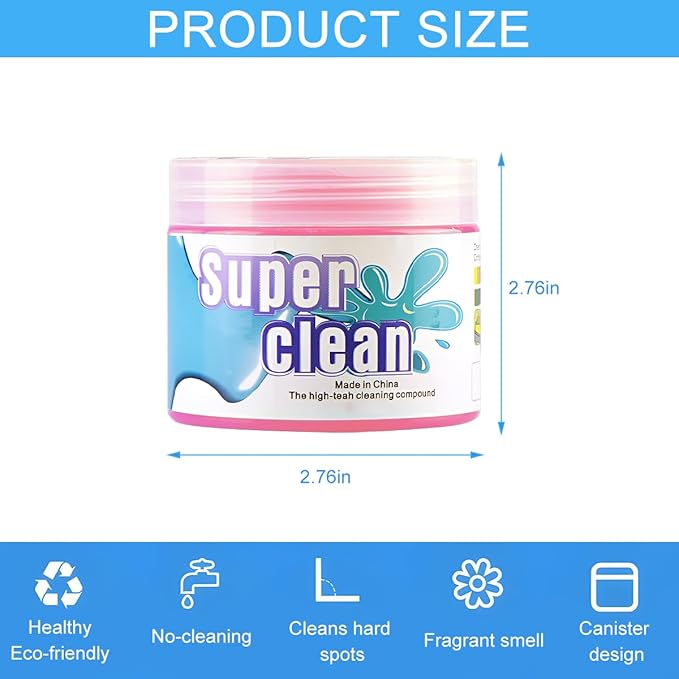Car Cleaning Gel, Vehicle Dust Detailing Putty Slime Cleaner Kit for Air Vent, Reusable Automotive Interior Detail Clean Mud Removal Tool, Universal for SUV Sedan Truck (Pink)