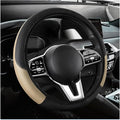 Car Steering Wheel Cover, 15 Inch Anti-Slip Stretch Leather Steering Wheel Protector, Comfortable Breathable Sporty Steering Wheel Cover for Women Men, Car Accessories (Beige, AD)