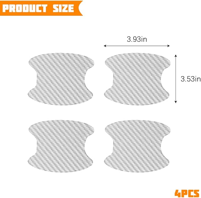 Car Door Handle Cup Protector, 4PCS Carbon Fiber Anti-Scratch Vehicle Door Handle Bowl Sticker, Self-Adhesive Automotive Paint Protective Film, Universal for SUV RV Truck (Silver)