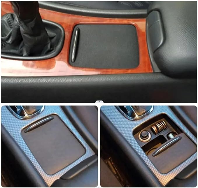 Compatible with Mercedes Benz C Class W203, Center Console Cup Holder Roller Blind Cover, Drink Water Holder Roller Zipper Sliding Shutter Accessories Trim Replacement 2000-2007