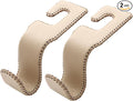 AMVOYOA U-Shaped Car Leather Hooks – Car Purse Holder, Headrest Hooks for Car, Back Seat Organizer - Elevate Your Travel Experience!(Beige)
