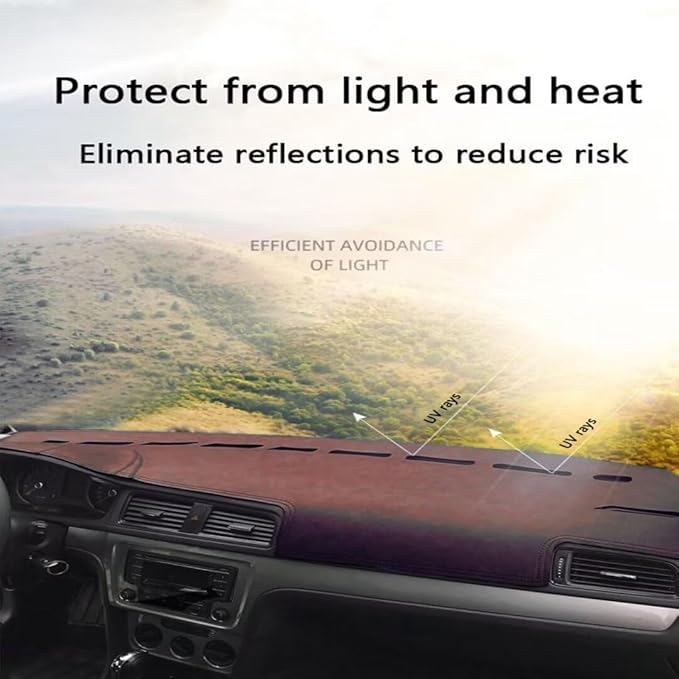 Leather Dashboard Cover Compatible with Honda City 2015-2019,Dash Board Cover mat Anti-Slip Sun-Proof and dust-Proof(Brown)