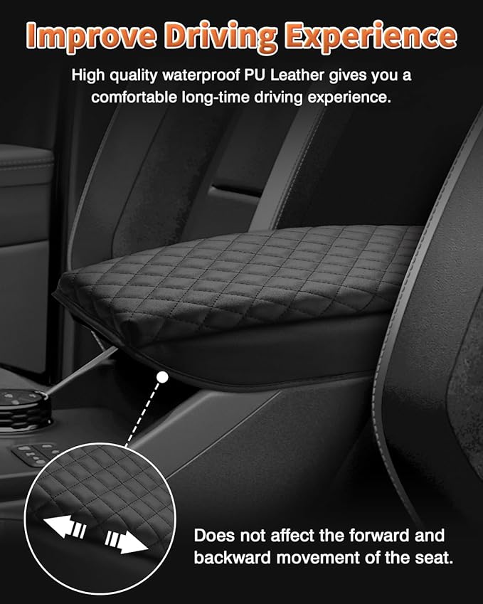 Shademax Center Console Cover for Ford Ranger 2024 2025 2026 Accessories, Ranger Armrest Cover Cushion Pad Leather Middle Console Cover Armrest Seat Box Protector for Ranger XL XLT Lariat Raptor