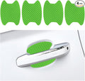 Car Door Handle Cup Scratch Protector, 4PCS 3D Carbon Fiber Vehicle Handle Bowl Sticker, Automotive Exterior Door Cup Protection Decal, Universal for SUV Caravan Automobile (Green)