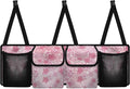 Dreaweet Pink Cherry Blossom Trunk Organizer for Car Women Hanging Back Seat Storage with 4 Pockets Collapsible Car Cargo Trunk Storage Organizer Bag for Truck,SUV,Van with Adjustable Straps
