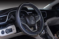 Mayco Bell Universal Standard Size Steering Wheel Cover Anti-Slip,Safety,Soft,Breathable,Durable,Full Surround,Comfortable Grip Microfiber Leather (14.5-15 inch,Black White)