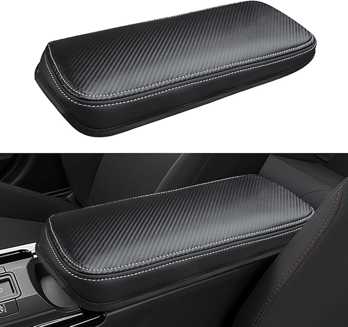 INTGET Center Console Cover for 2026 Toyota Prius Accessories 2023 2024 2025 LE XLE Limited Car Interior Leather Middle Armrest Arm Rest Lid Cushion Pad Protector (2023+, Carbon Fiber Texture)