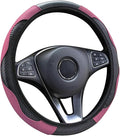 Car Steering Wheel Cover, 15 inch Carbon Fiber Microfiber PU Leather Elastic Steering Wheel Protector for Men Women,Universal Durable Car Decorative Fit for Most Cars, Trucks, SVU (Pink)