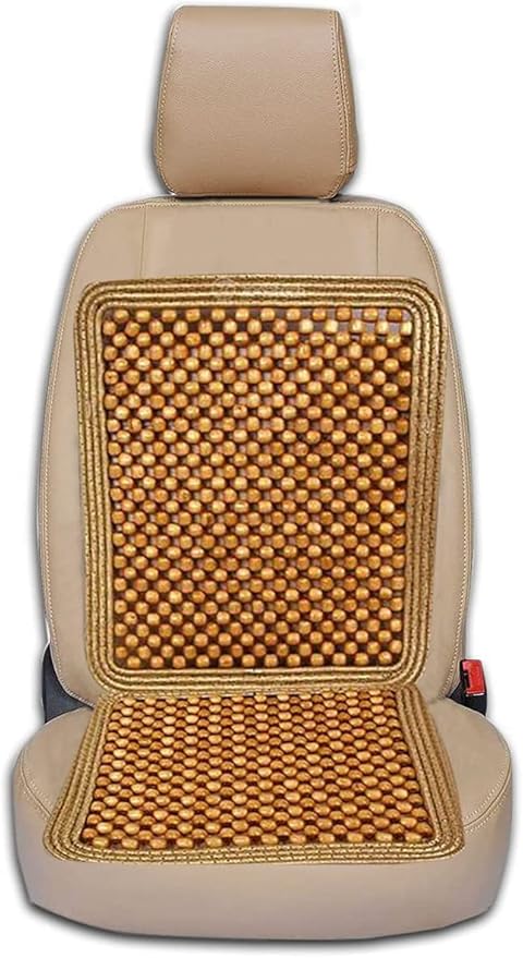 ZONETECH Wooden Beaded Car Driver Seat Cushion - Natural Double Strung Massaging Universal Comfortable Car Seat Cover Cushion with High Ventilation