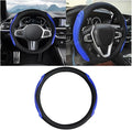 15 Inch Car Leather Steering Wheel Cover, Automotive Accessories Elastic Breathable Anti-Slip Soft Wheel Protector Fits Men and Women, Suitable for SUVs, Trucks, Vehicles and RVs (Black/Blue)