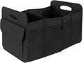 D & K Exclusives Foldable Car Trunk Organizer for SUV & Cars, Heavy-Duty Storage Box with 5 Pockets, Waterproof Fabric, Collapsible Cargo Organizer for Groceries, Tools, Travel & Daily Use – Black