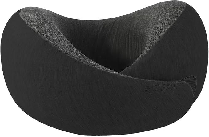 Ziixmile Travel Neck Pillow for Airplane – Memory Foam 360° Support Compact Design Ergonomic Flight Pillow for Sleeping & Neck Support Portable Travel Pillows for Adults, Car, Office Home (Black)