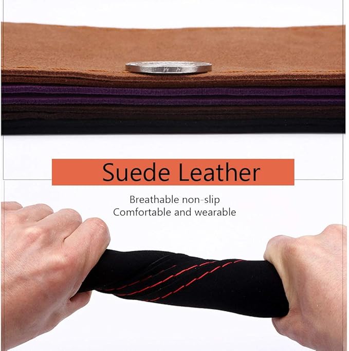 Suede Leather Steering Wheel Cover, Leather Steering Wheel Cover Lace Up, Universal 15 Inch Breathable, Non-Slip, Durable Suitable for Every Season,Red