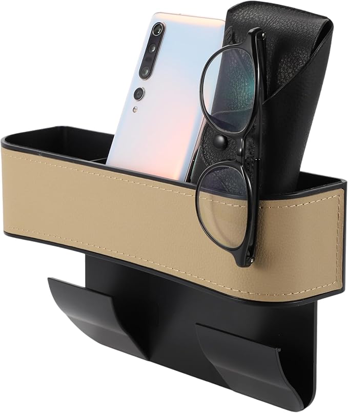 Motoforti Universal Car Seat Gap Filler Organizer with Cup Holder Front Seat Gap Filler Car Seat Gap Organizer Car Storage Accessories, Leather, Beige