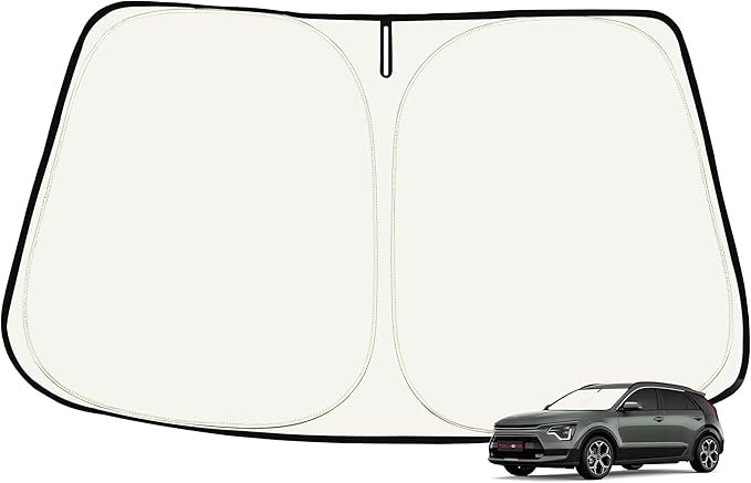 Toluoma Custom Fit Windshield Sun Shade for Kia NIRO 2017-2025 - Full Coverage, 210T Reflective Fabric, Double-Layer Design - Blocks 99% UV Rays, Keeps Car Cool, Easy to Install and Store