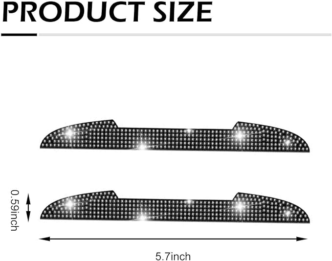 2PCS Bling Car Door Handle Scratch Protector, Car Rear View Mirror Anti-Scratch Sticker, Rhinestone Auto Exterior Accessories, Universal for SUV, Sedan, Truck(Black)