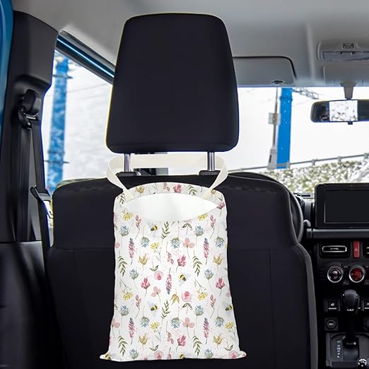 Pykfrhh Car Trash Can - Waterproof Back Seat Organizer for Vehicle, Travelling, Camping - Flower Daisy Sunflower Rose Decor