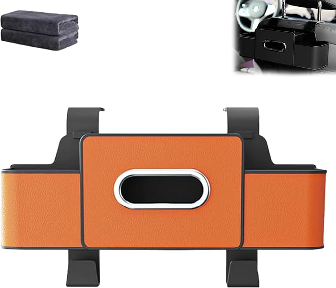 Car Organizers And Storage Box Behind Seat, Multifunctional Car Seat Back Storage Box, Large Capacity Backseat Hanging Organizer With Cup Holder & Hooks, For Road Trips & Daily Driving (Orange)