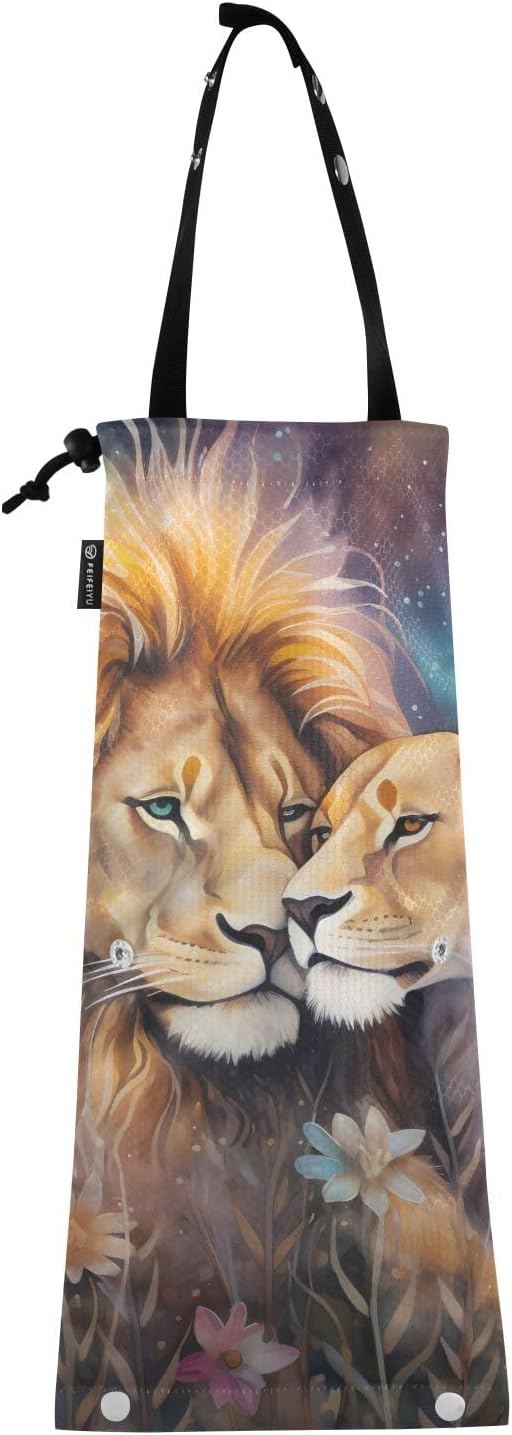 ALAZA Hanging Car Trash Bags Garbage Bag Trash Can for Back Seat Small Lion 2 Washable Storage Bag Retractable 2 Pack