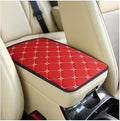 Car Center Console Cushion Pad, PU Leather Vehicle Armrest Cover Protector, Anti-Scratch Automotive Interior Arm Rest Seat Box Mat Accessories, Universal for SUV Sedan Truck (Red)