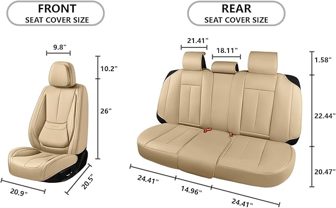 truckerset Car Seat Covers, Leather Seat Covers for Cars Full Set, Waterproof and Breathable Suitable for Most SUV/Truck/Sedan/Automotive 5 Pack(Beige)
