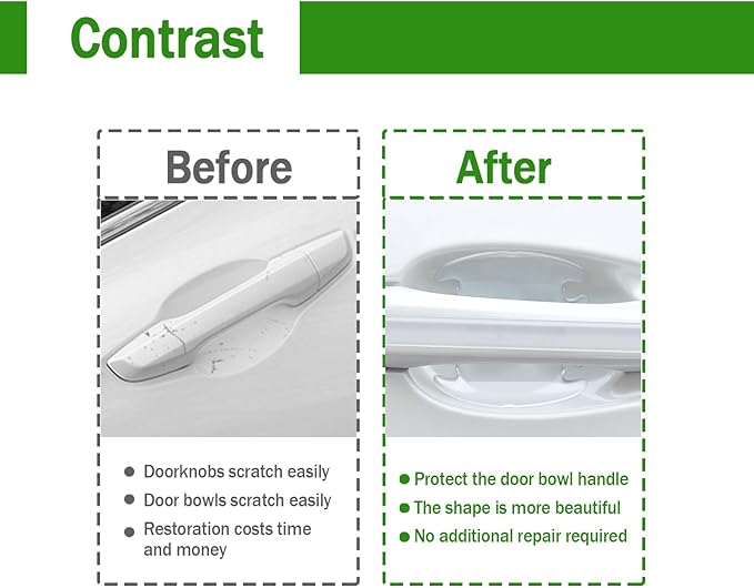 8Pcs 3D Transparent Car Door Handle Scratch Protector, Universal Bowl Side Paint Protection Stickers, Waterproof Anti-Scratch Paint Invisible Protection Film for Most Models.
