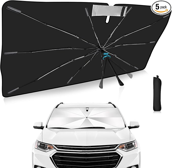2025 Upgrade Windshield Sun Shade Umbrella Custom Fit for Chevrolet Traverse 2018-2025 Foldable UV Protection Car Cover, Emergency Rain Shield & Dashboard Protector - Durable Auto Accessory