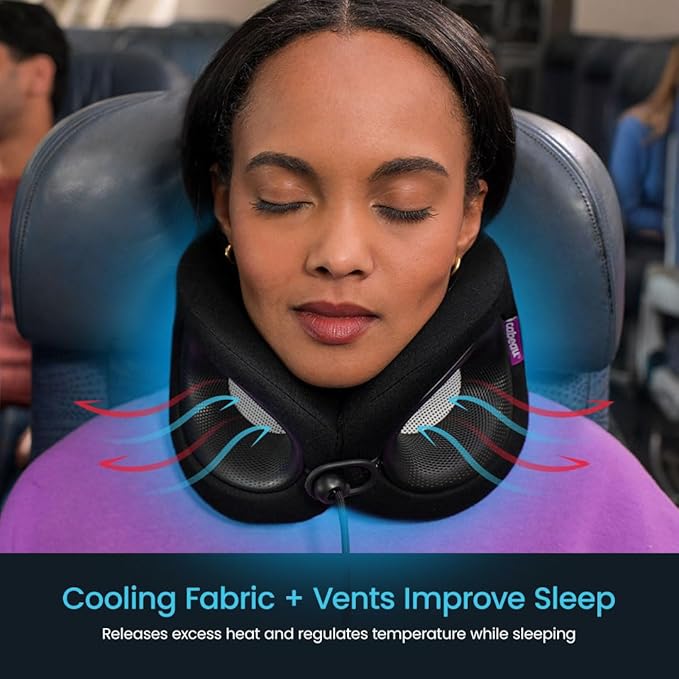 Cabeau Travel Essential Neck Pillow - Fits Most Neck Sizes (11-21 inches) - Evolution X Three Ways to Adjust for Ultimate Comfort on Long Flights (Diamond)