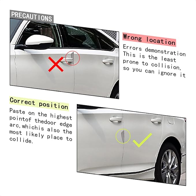 4Pcs Universal Real Carbon Fiber with 2mm Twill Woven Texture Door Edge Guard Paint Scratch Bumper Protector Anti Door Slam Silver Protective Pad Sticker Cover Protective Film