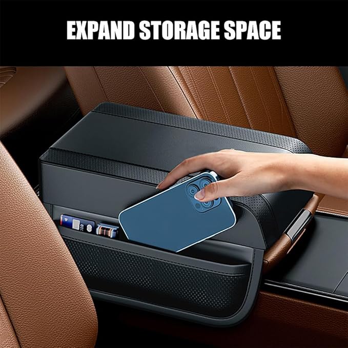 Car Armrest Box Pad for Nissan X-Trail X Trail T33 T32 T31 T30 2001-2022 2023 2024 Center Console Armrest Box Leather Car Console Storage Box Arm Rest Cushion Pads Waterproof,Black
