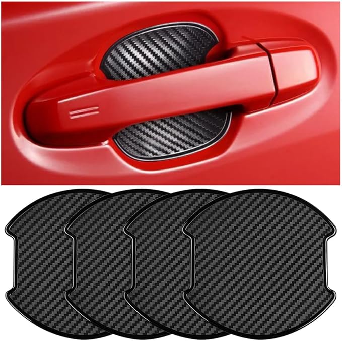 Mandark Car Door Handle Cup Scratch Protector, 4PCS 3D TPU Carbon Fiber Vehicle Door Bowl Sticker, Automotive Door Handle Paint Protective Film Cover Accessories, Universal for Most Cars (Large)